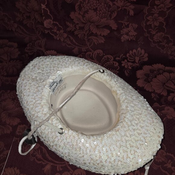 Vintage Floyette Originals Dallas Sequin Hat Dance Drill Team Small Cowboy Style - Picture 4 of 5